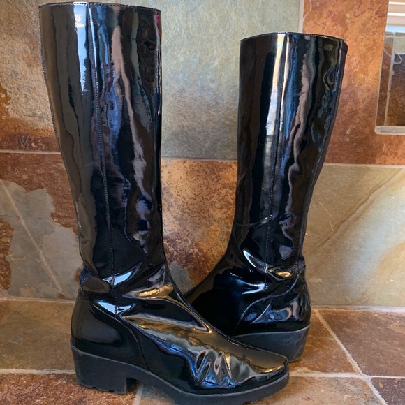 Calvin Klein Shoes - Calvin Klein Black Patent Leather Rainboots